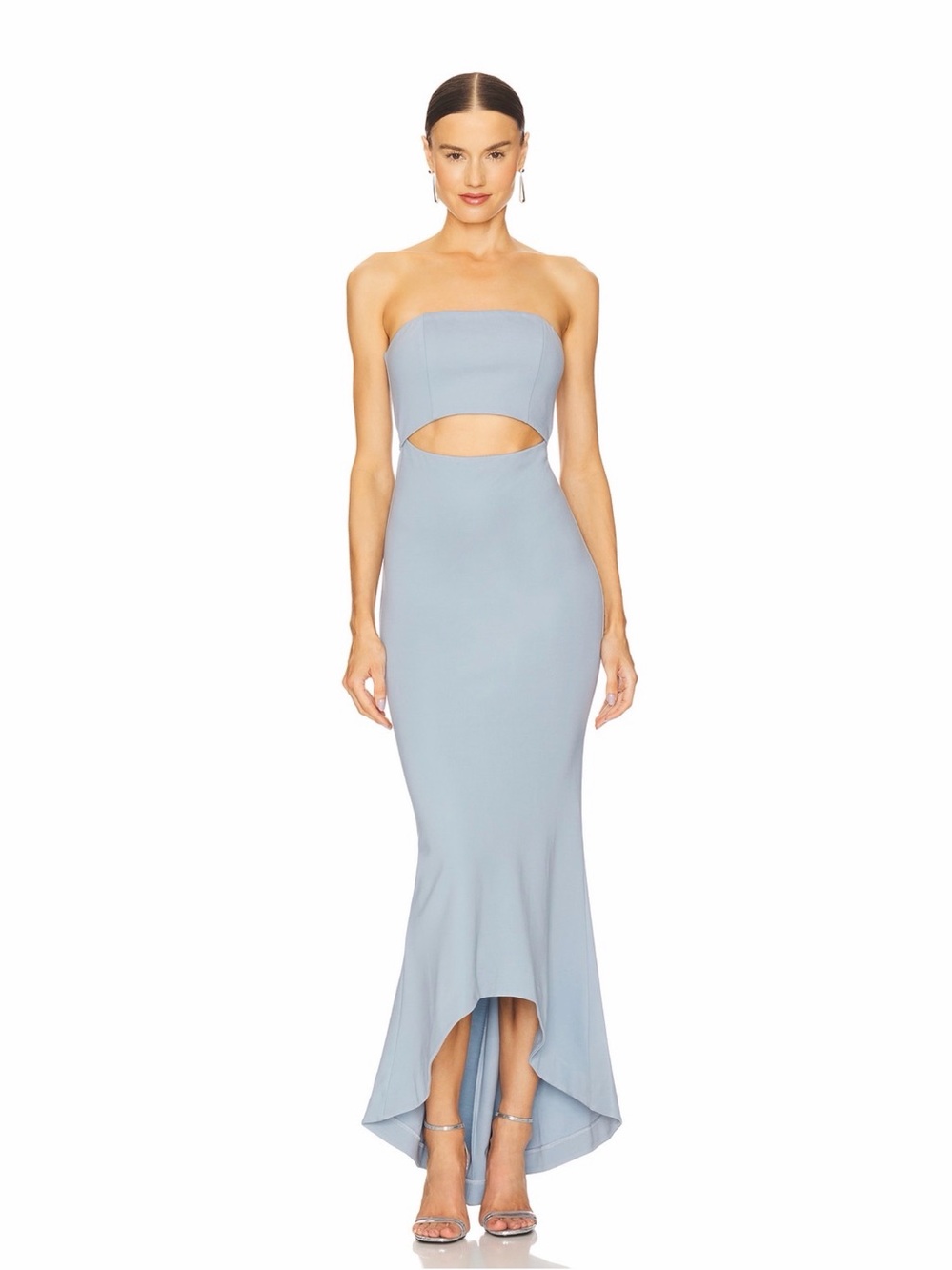 NBD June Gown in Baby Blue Strapless Cutout Dress in Powder Blue